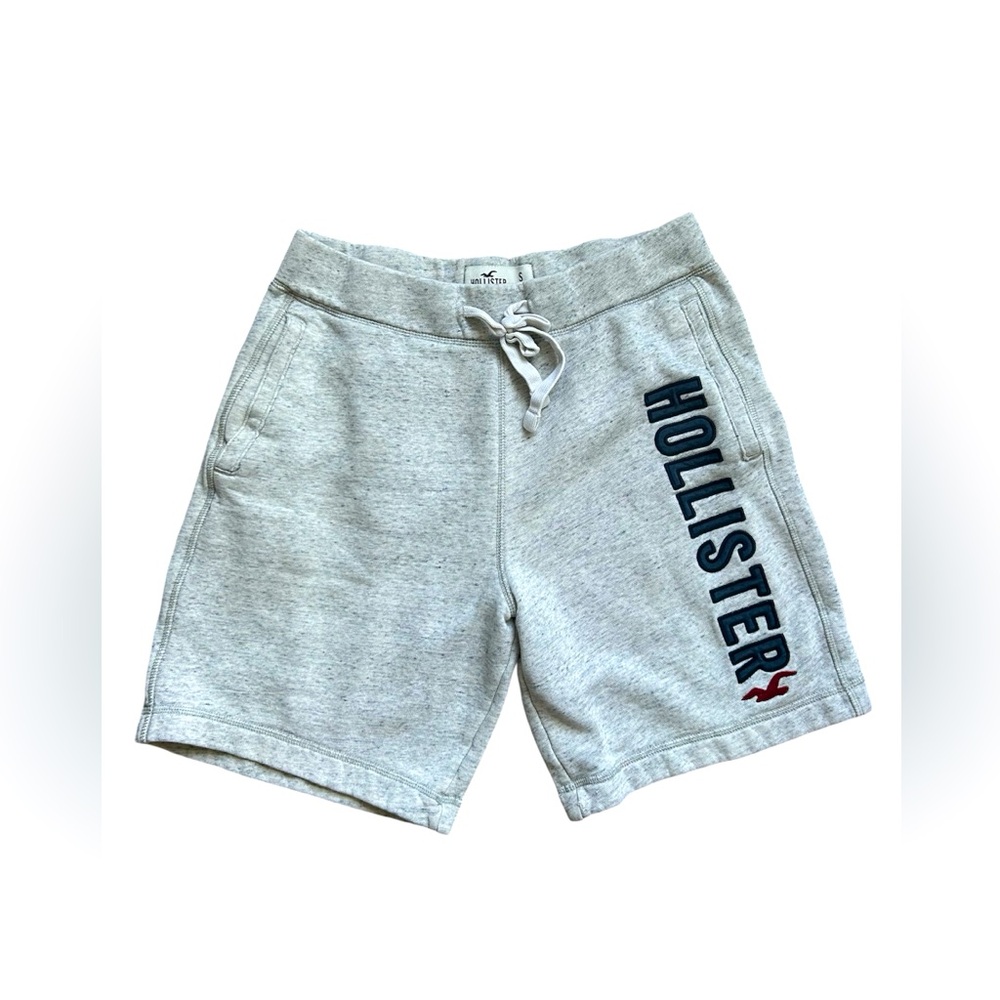 Hollister Men’s Heathered Gray and Blue Drawstring Shorts Small